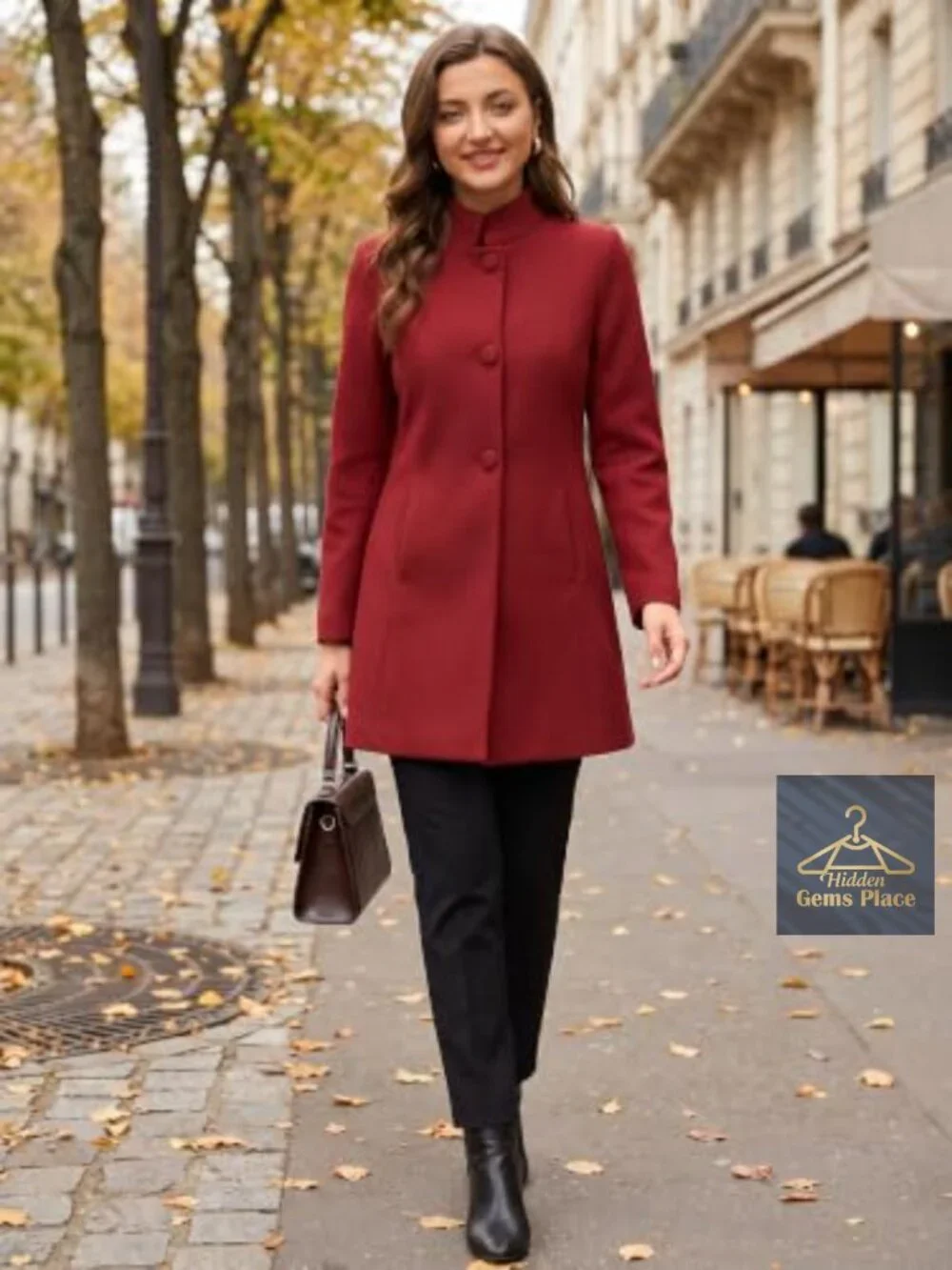 Women's Winter Mid-Long Peacoat Wool Blend Single Breasted Coat